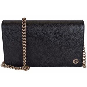 GUCCI Wallet on Chain Black Leather Cross Body Bag